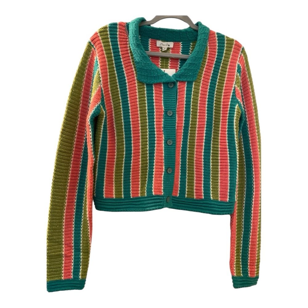 Spring Colors- Petal Dew sweater, knit, multi colored striped Medium